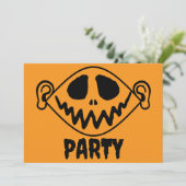 Whimsical Oranje Monster Face Halloween Party Kaart (Staand voorkant)