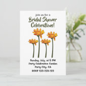 Whimsical Oranje Rode Bloem Bloemstuk Bruidsdouche Kaart (Staand voorkant)