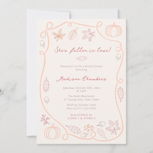 Whimsical Oranje rode Herfst in liefde Vrijgezelle Kaart (Voorkant)