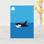 Whimsical Orca, heb een walvis van een verjaardag Kaart (Gele Bloem)