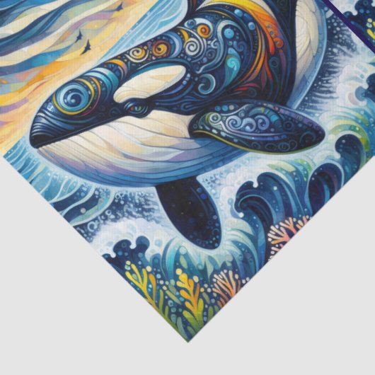 Whimsical Orca Whale Beach Coastal Decoupage  Tissuepapier (Detail)