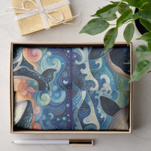 Whimsical Orca Whale Beach Kustontkoppeling Tissuepapier (Geschenk)