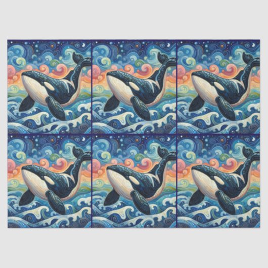 Whimsical Orca Whale Beach Kustontkoppeling Tissuepapier (Voorkant)