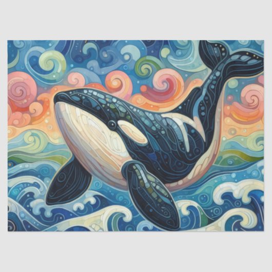 Whimsical Orca Whale Beach Kustontkoppeling Tissuepapier (Voorkant)