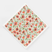 Whimsical Oriental Poppy Pattern Servet (Hoek)