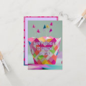 Whimsical Origami Handmade Cake Briefkaart (Voorkant / Achterkant in situ)