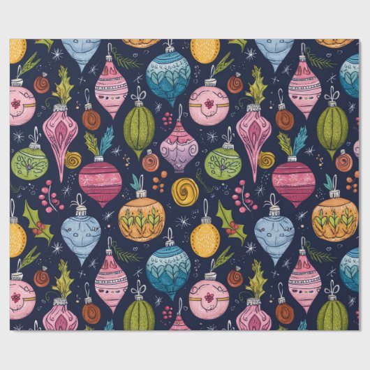 Whimsical Ornament Christmas Cadeaupapier (Vlak)