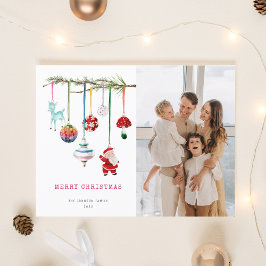 Whimsical Ornamenten Familiefoto Kerst Feestdagenkaart