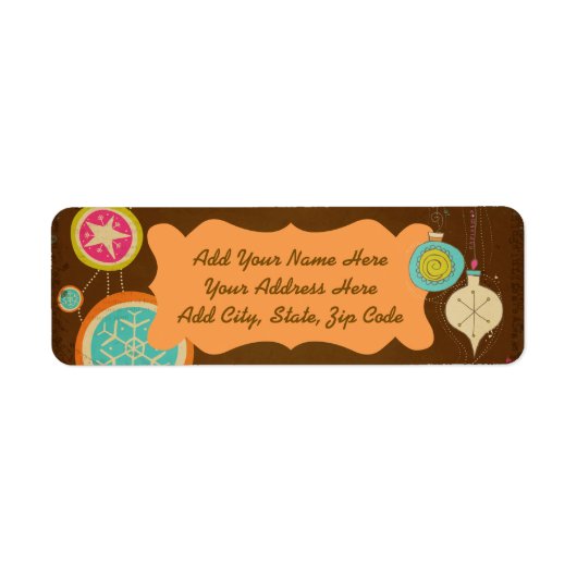 Whimsical Ornamenten Holiday Return Address Labels (Voorkant)