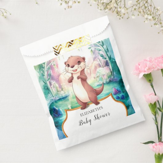 Whimsical Otter Baby shower Bedankzakje (Gezegeld)