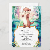 Whimsical Otter Baby shower Kaart (Voorkant / Achterkant)