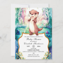 Whimsical Otter Baby shower Kaart