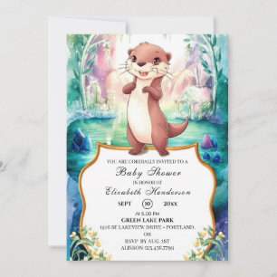 Whimsical Otter Baby shower Kaart