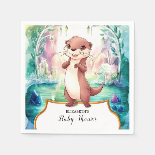 Whimsical Otter Baby shower Servet (Voorkant)