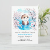 Whimsical Otter Blue Bliss Boy Baby shower Kaart (Staand voorkant)