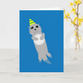 Whimsical otter, Buitengewoon grote verjaardag Kaart (Gele Bloem)