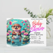 Whimsical Otter Digitaal Baby shower Kaart (Staand voorkant)