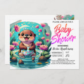Whimsical Otter Digitaal Baby shower Kaart (Voorkant / Achterkant)