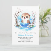 Whimsical Otter Paradise Boy Baby shower Kaart (Staand voorkant)