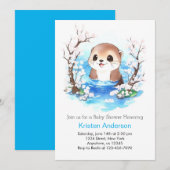 Whimsical Otter Paradise Boy Baby shower Kaart (Voorkant / Achterkant)