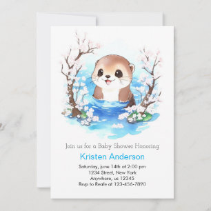Whimsical Otter Paradise Boy Baby shower Kaart