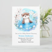 Whimsical Otter Waterverf Boy Baby shower Kaart (Staand voorkant)