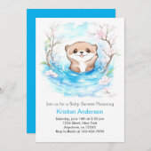 Whimsical Otter's Blue Oasis Boy Baby shower Kaart (Voorkant / Achterkant)