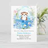 Whimsical Otter's Waterverf Boy Baby shower Kaart (Staand voorkant)