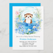 Whimsical Otter's Waterverf Boy Baby shower Kaart (Voorkant / Achterkant)