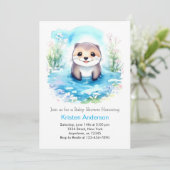 Whimsical Otter's Waterverf Boy Baby shower Kaart (Staand voorkant)