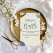 Whimsical Outer Space Baby shower Diapper Raffle Informatiekaartje