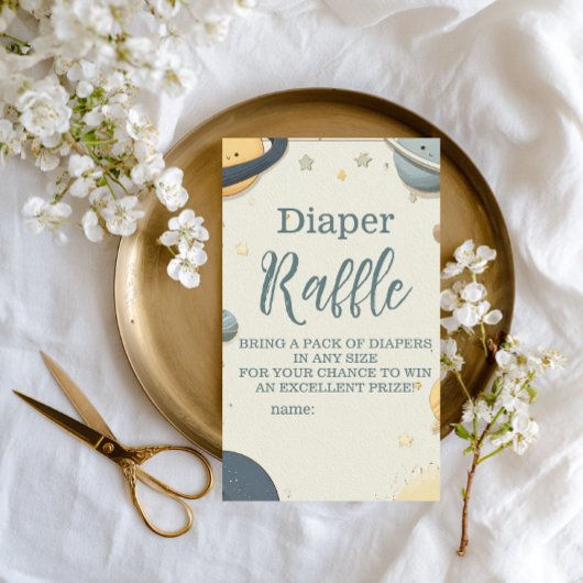 Whimsical Outer Space Baby shower Diapper Raffle Informatiekaartje