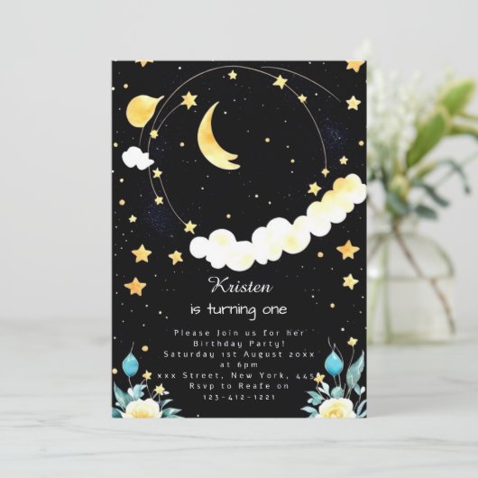 Whimsical Outer Space Kids Verjaardag Kaart (Staand voorkant)