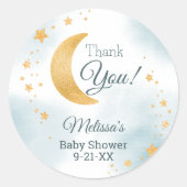 Whimsical Over The Moon Dank je wel Baby shower Ronde Sticker (Voorkant)