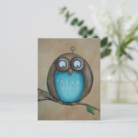 Whimsical Owl Art Briefkaart (Staand voorkant)