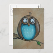 Whimsical Owl Art Briefkaart (Voorkant / Achterkant)