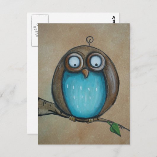 Whimsical Owl Art Briefkaart (Voorkant / Achterkant)