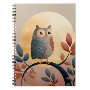 Whimsical Owl Autumn Moon Notitieboek