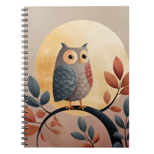 Whimsical Owl Autumn Moon Notitieboek (Voorkant)