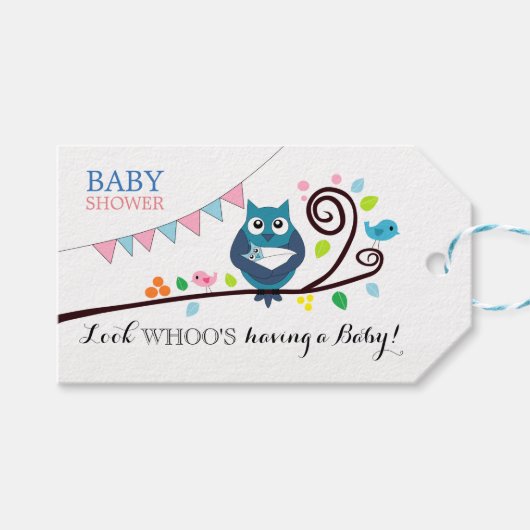 Whimsical Owl Baby shower Cadeaulabel (Voorkant (Horizontaal))