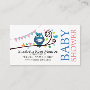 Whimsical Owl Baby shower Gift Registry Informatiekaartje