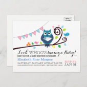 Whimsical Owl Baby shower Invitation Uitnodiging Briefkaart (Voorkant / Achterkant)