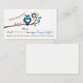 Whimsical Owl Baby shower Luier Raffle Ticket Informatiekaartje (Voorkant / Achterkant)