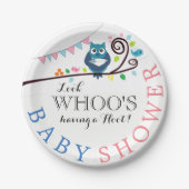 Whimsical Owl Baby shower Papieren Bordje (Voorkant)