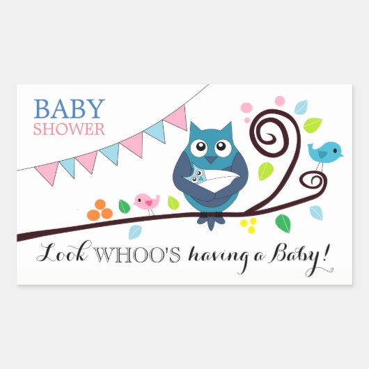 Whimsical Owl Baby shower Rechthoekige Sticker (Voorkant)