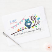 Whimsical Owl Baby shower Rechthoekige Sticker (Envelop)