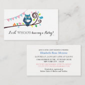 Whimsical Owl Baby shower Ticket Invitation Informatiekaartje (Voorkant / Achterkant)