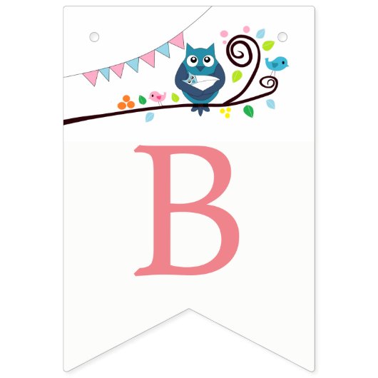 Whimsical Owl Baby shower Vlaggetjes (Derde vlag)