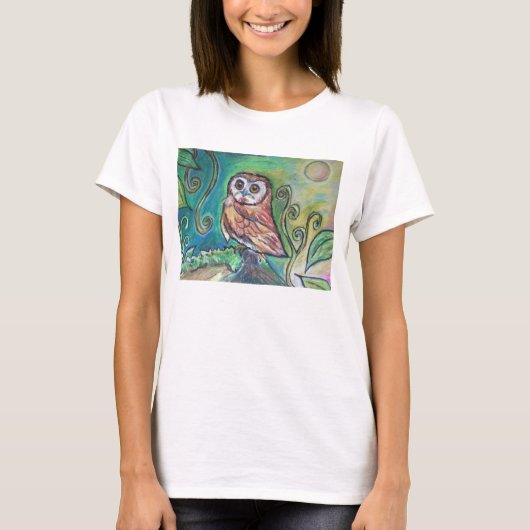 Whimsical Owl Basic Tanktop White (Voorkant)