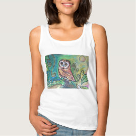 Whimsical Owl Basic Tanktop White